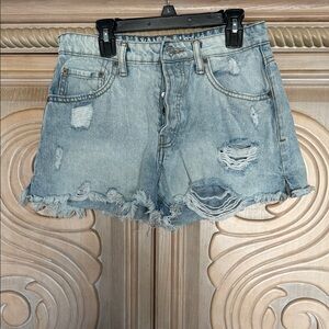 Vanilla Star Light Blue Distressed Jean Shorts